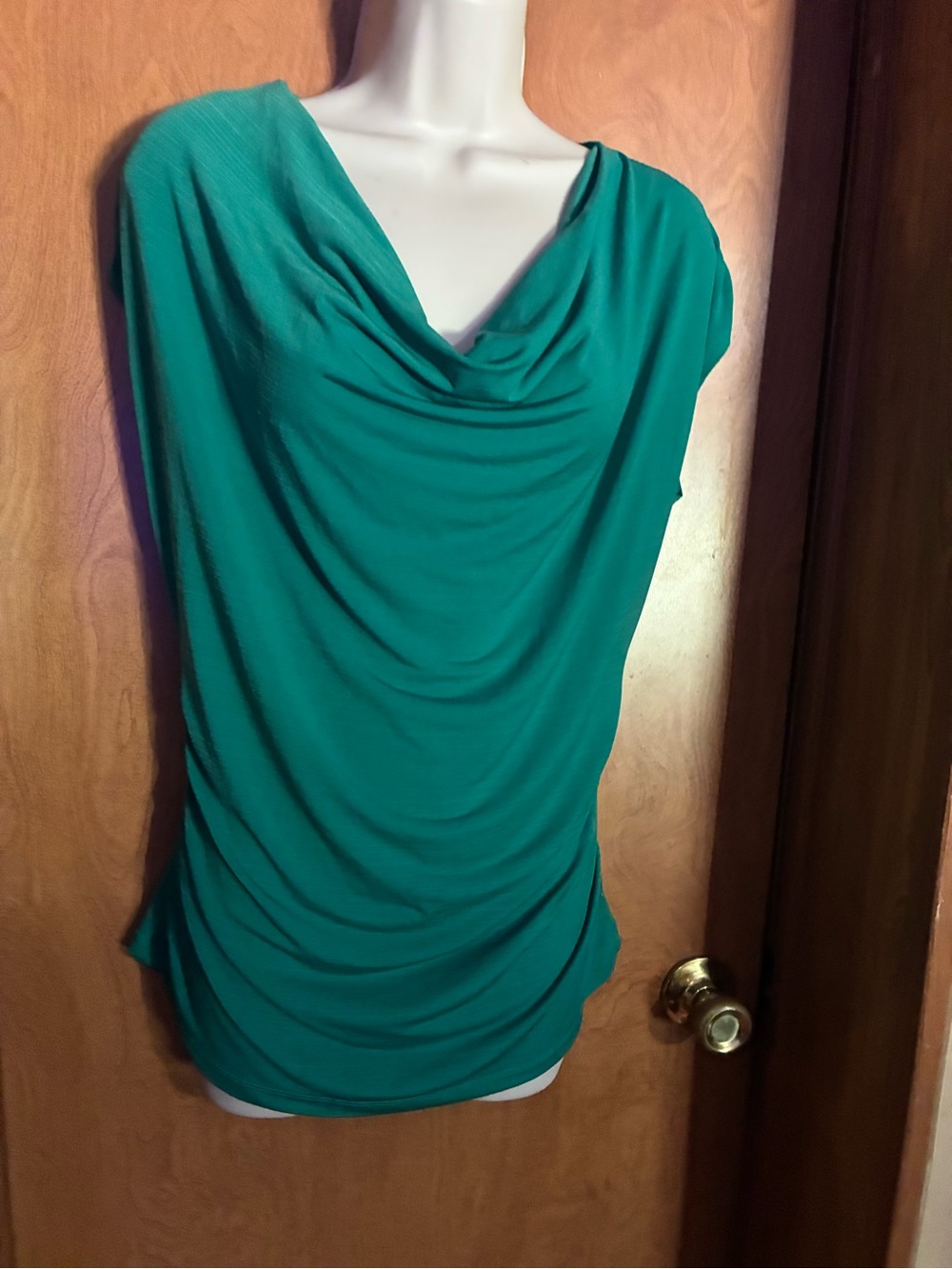 Draped Cowl Neck Women’s Top - Teal